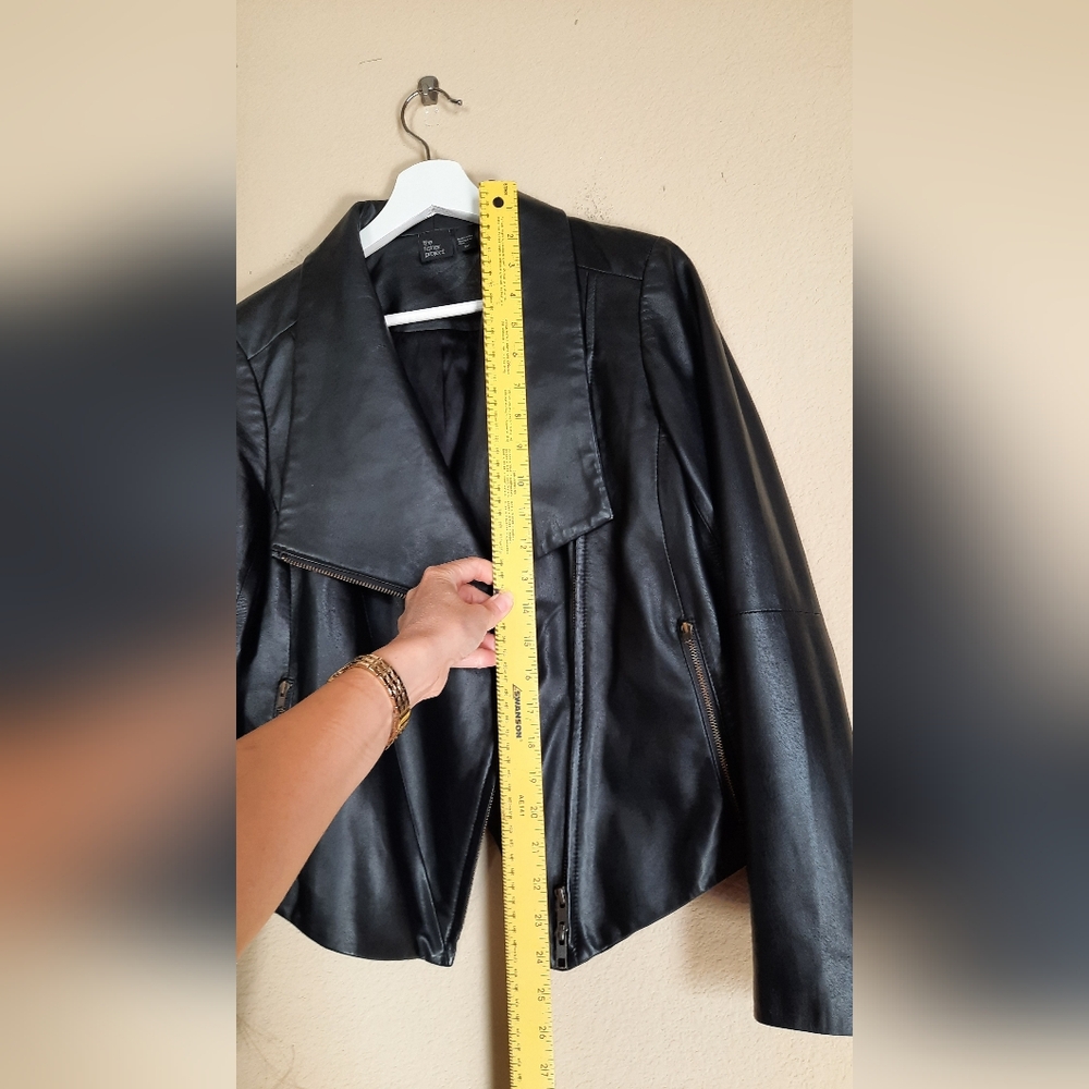 Eileen Fisher Project Black Lamb Leather Moto Jacket Genuine Edgy Biker - Picture 2 of 7